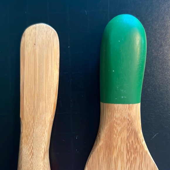 bamboo spreads/server set of 4 with painted handles- NWOT - Picture 4 of 10